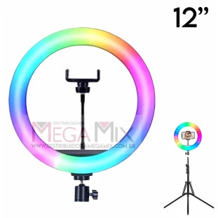 Iluminador Ring Light RGB 12'' com Tripé OR-PL12R - Oberon