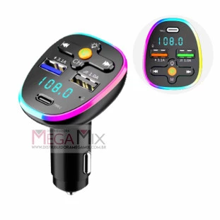 Transmissor FM Bluetooth e Carregador Veicular USB + USB-C AL-2105D - Altomex