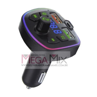 Transmissor FM Bluetooth e Carregador Veicular USB + USB-C KA-C170 - Kapbom