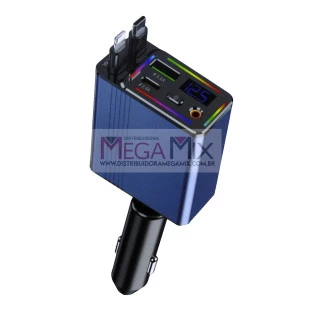Carregador Veicular Multifuncional com Cabo Retrátil KA-C219 - Kapbom