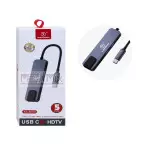 Hub Tipo C 5 em 1 para USB/Tipo C/HDMI/RJ45 KA-6050 - Kapbom