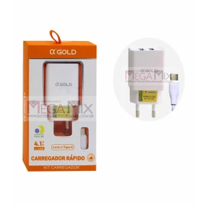 Carregador de Celular Tipo-C + 2 USB 4.1A CA28-3/Tipo-C - A'Gold
