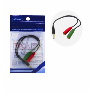 Cabo Adaptador P3 Macho + 2 Jack P2 Fêmea KP-HM040 - Knup