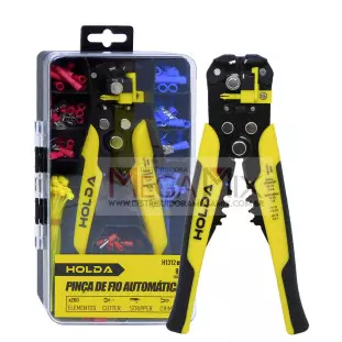 Kit Alicate de Crimpar/Descascador + Terminais Elétricos 260 peças H1312 - Hold