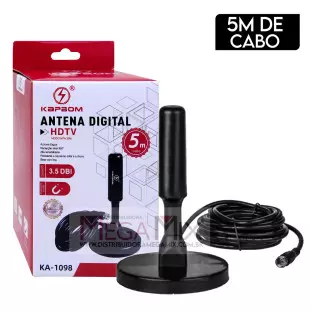 Antena Digital HD Interna e Externa 3.5dBi 5M KA-1098 - Kapbom