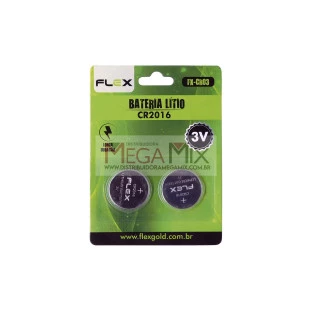Bateria Lithium 3V CR2016 - Cartela 2 Unidades FX-CR03 - Flex