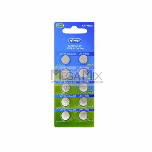 Bateria Alcalina 1.5V LR44/AG13 Cartela com 10 Unidades KP-AG13 - Knup