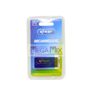 Bateria 9V Recarregável 450 Mah Ni-Mh Kp-BT9V - Knup