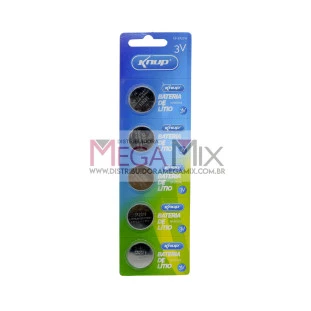 Bateria Lithium 3v - Cartela 5 Unidades KP-BT2016 - Knup