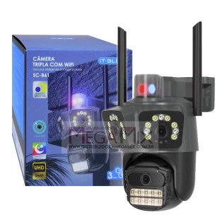 Câmera de Segurança IP Lente Tripla com 3 Antenas SC-B61 - It Blue