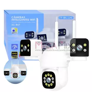 Câmera de Segurança IP Lente Tripla com 2 Antenas SC-B67 - It Blue