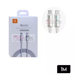 Cabo Turbo Tipo C + Tipo C com Visor 60W 1M CB120 - A'Gold
