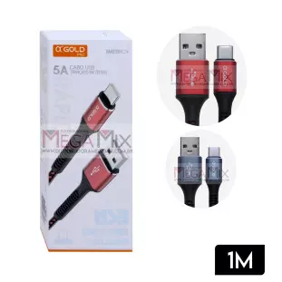 Cabo de Dados USB + Tipo C 5.0A 1M CB66-3 - A'Gold