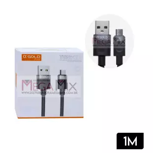 Cabo de Dados USB + Micro USB (V8) 20W 1M CB94-1 - A'Gold