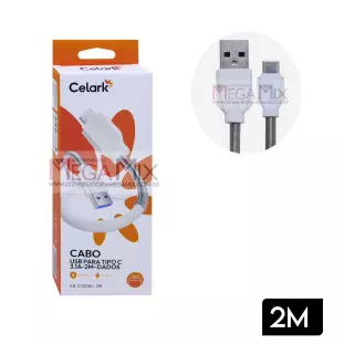 Cabo de Dados USB + Tipo C 3.1A 2M CE-C1308C-2M - Celark