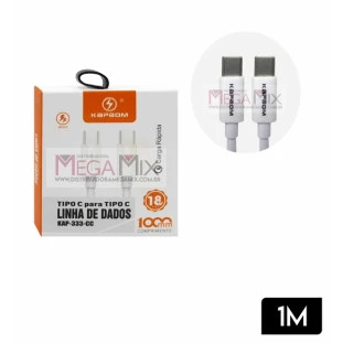Cabo para Celular Tipo C + Tipo C 1M 18W KAP-333-CC - Kapbom