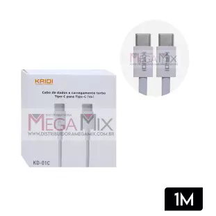 Cabo de Dados Tipo C + Tipo C 1M KD-01C - Kaidi