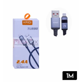 Cabo de Dados USB + Iphone com Visor 2.4A 12W 1M KD-101A - Kaidi
