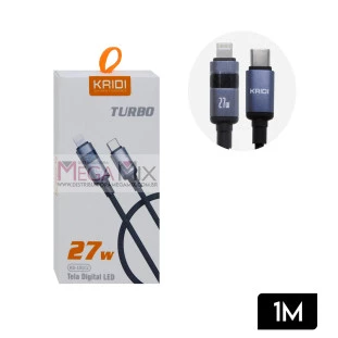 Cabo de Dados USB-C + Iphone com Visor 27W 2A 1M KD-101CL - Kaidi