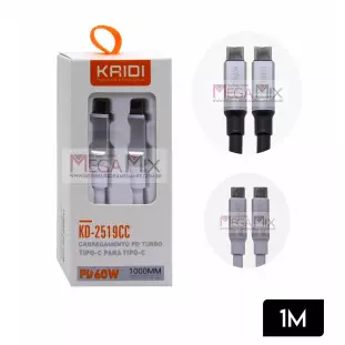 Cabo de Dados Tipo C + Tipo C 1M 60W KD-2519CC - Kaidi
