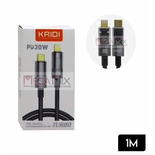 Cabo de Dados Tipo C + Iphone com Visor 30W 1M KD-2520CL - Kaidi