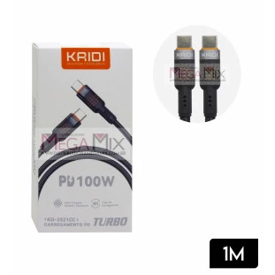 Cabo de Dados Tipo C + Tipo C 100W 1M KD-2521CC - Kaidi