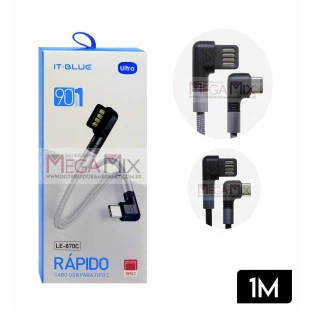 Cabo de Dados USB + Tipo C 90º 1M LE-870C - It-Blue
