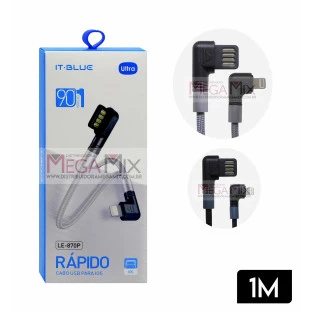Cabo de Dados USB + Iphone 90º 1M LE-870P - It-Blue