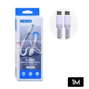 Cabo de Dados Tipo C + Tipo C 1M Turbo LE-873CC - It Blue