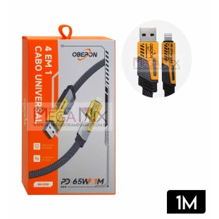 Cabo de Dados 4 em 1 USB/Tipo C + Iphone/Tipo C 65W 1M OR-CO32 - Oberon