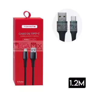 Cabo de Dados USB + Tipo C 1.2M TC-210C - Tomate