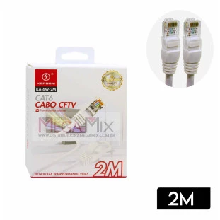 Cabo de Rede CFTV CAT6 2M KA-6W-2M - Kapbom