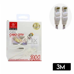 Cabo de Rede CFTV CAT6 3M KA-6W-3M - Kapbom