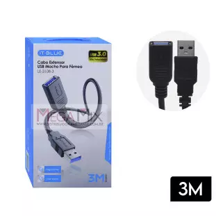 Cabo Extensor USB 3.0 M/F 3M LE-3108-3 - It-Blue