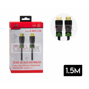 Cabo HDMI + HDMI 8K 1.5M D-8K03 - Grasep