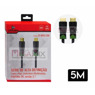 Cabo HDMI + HDMI 8K 5M D-8K03 - Grasep