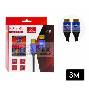 Cabo HDMI + HDMI 4K 3M KA-2HD-3M - Kapbom