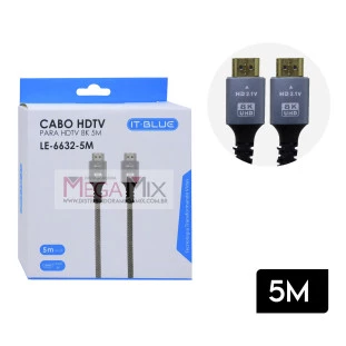 Cabo HDMI + HDMI 8K 5M LE-6632-5M - It-Blue
