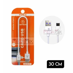 Cabo de dados USB + Tipo C 3.1A 30cm KA-321-TY - Kapbom