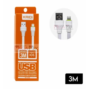 Cabo de Dados USB + Iphone 3M KD-332A - Kaidi 