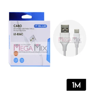 Cabo USB + Type C 1M LE-836C - It-Blue