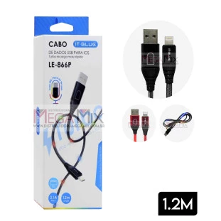 Cabo de Dados USB + Iphone com Luz Led 1.2M  LE-866P - It-Blue