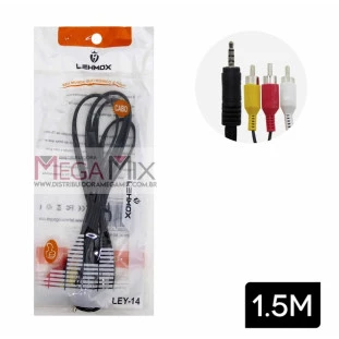Cabo de Áudio P2 + 3RCA 1.5M LEY-14 - Lehmox