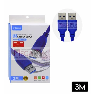 Cabo USB (M) + USB (M) 3.0 3M LT-1108 - Lotus