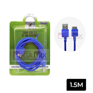 Cabo SATA USB 3.0 para HD Externo 1.5M AZUL XC-CD-42 - X-cell 