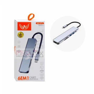 Cabo Conversor 6 em 1 Tipo C para USB 3.0/Tipo C/HDMI/Leitor AU-575 - Altomex