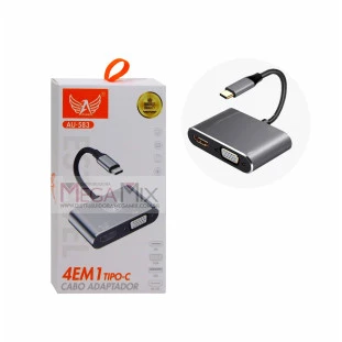 Cabo Conversor 4 em 1 Tipo C para Tipo C/HDMI/USB/VGA AU-583 - Altomex