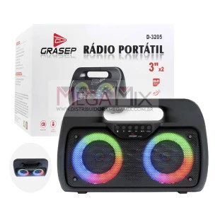 Caixa de Som Bluetooth Portátil 20W Led RGB D-3205 - Grasep