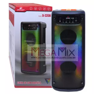 Caixa de Som Bluetooth 20W RMS D-3208 - Grasep 