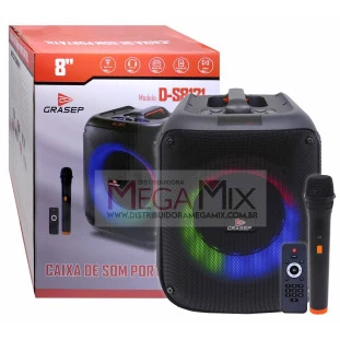 Caixa de Som Portátil Bluetooth com Microfone 8" 40W D-S8121 - Grasep